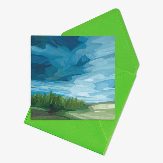 spring rainstorm greeting card with green envelope