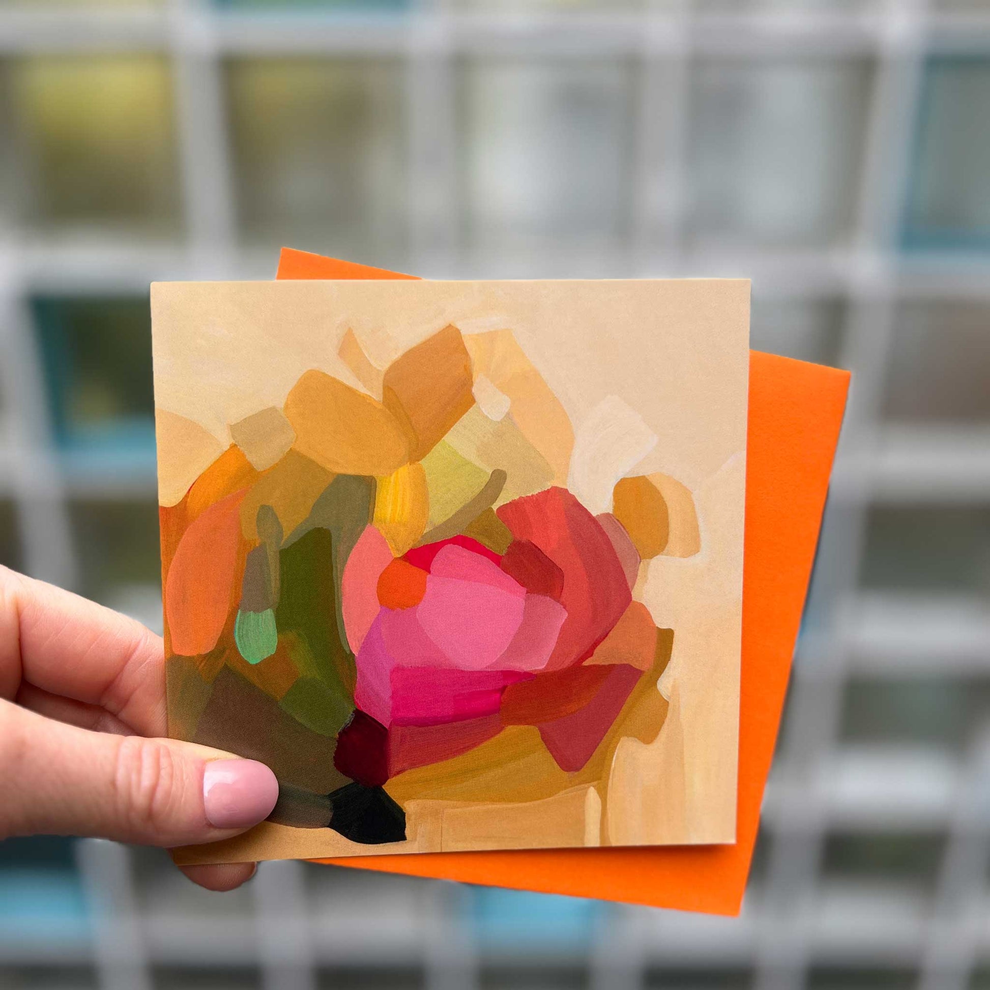 square yellow abstract art card uk lemon pepper