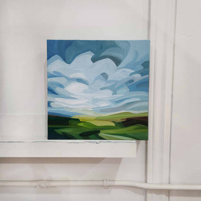 summer landscape painting 12x12 in studio