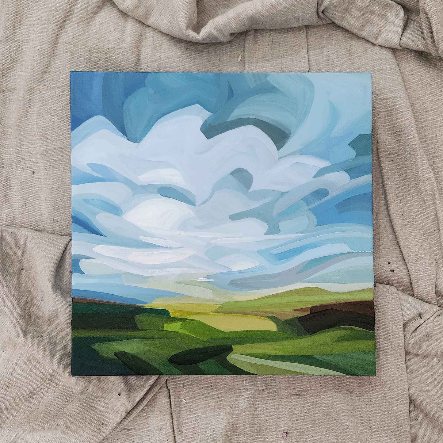 summer landscape painting on canvas 12x12