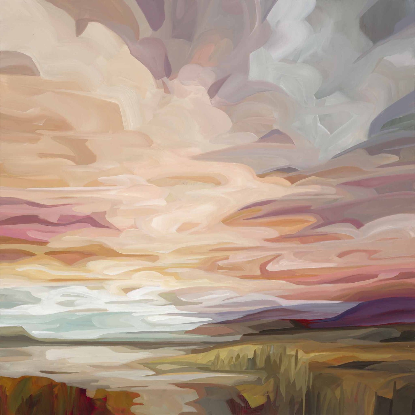 sunset artwork peach abstract sky painting