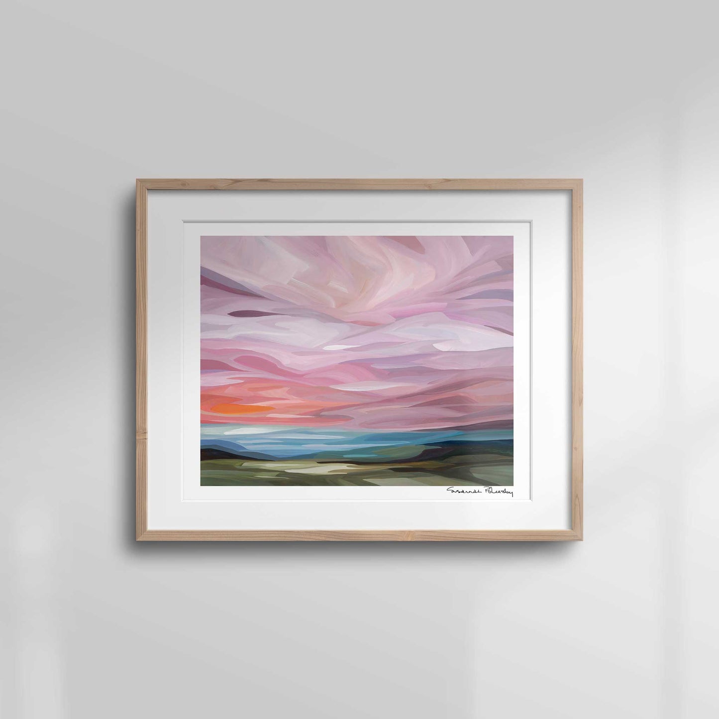 horizontal wall art print of pink sky painting 20x16