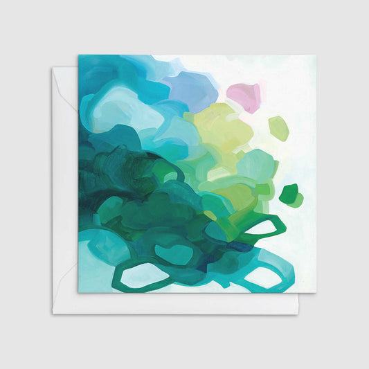 teal abstract painting art card