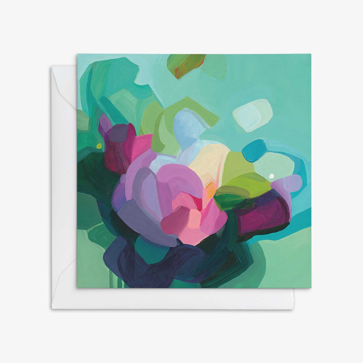 teal mint green abstract art card