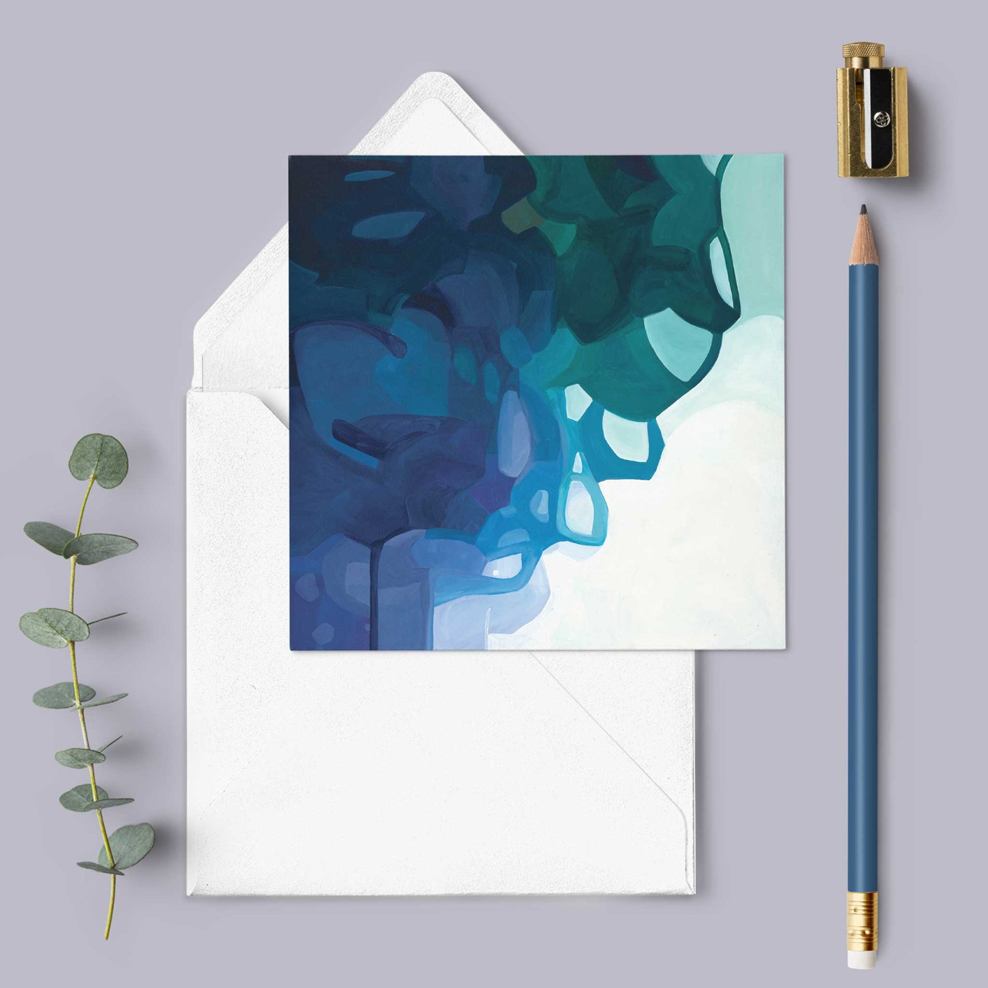 tidal blue abstract greeting card