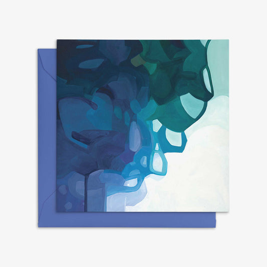 tidal blue abstract art cards with blue envelope