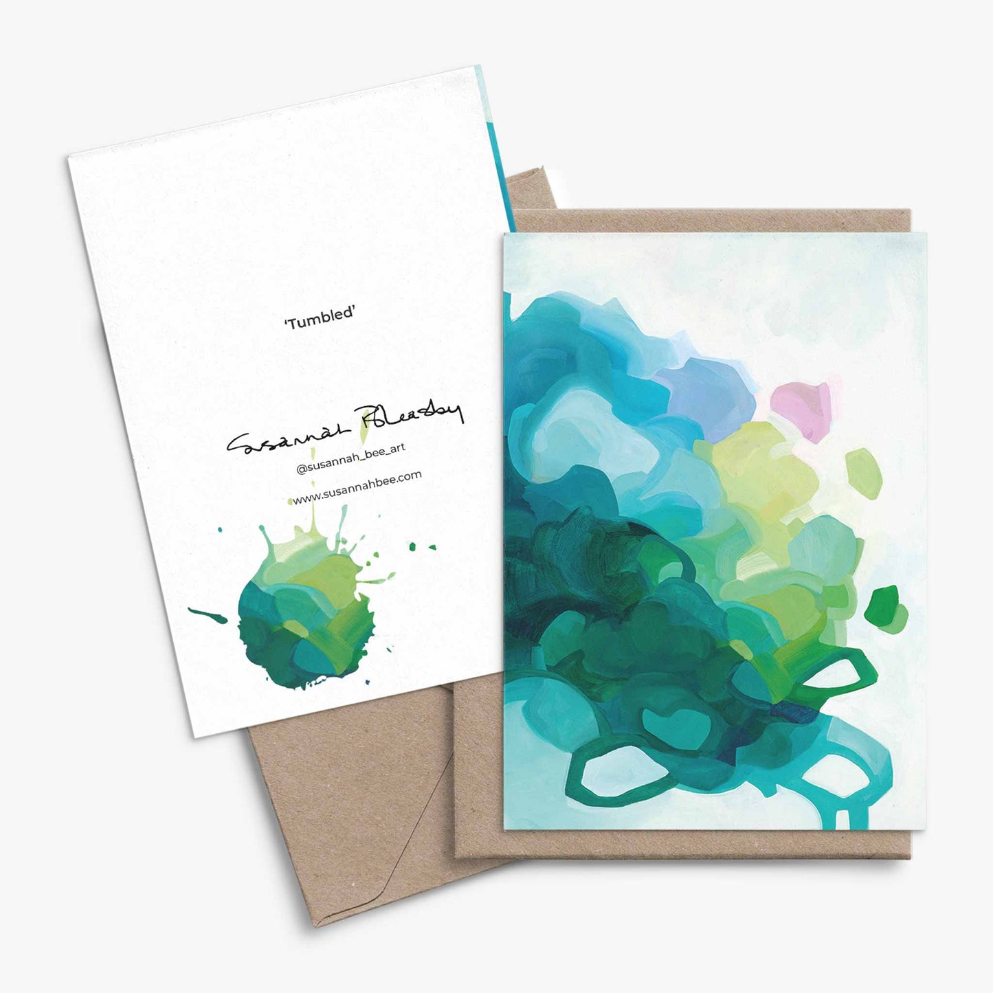 A6 art cards UK turquioise abstract design