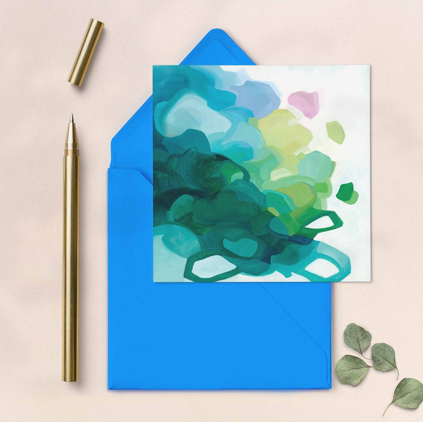 turquoise abstract art greeting cards UK