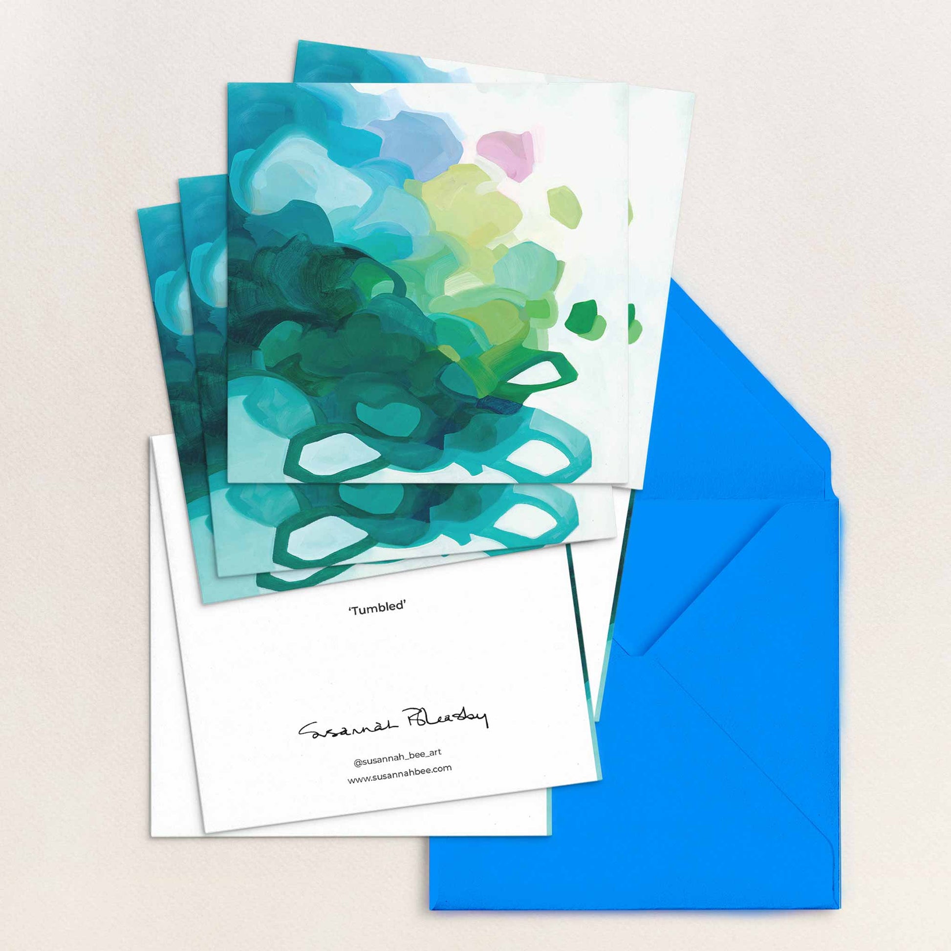 turquoise abstract art cards UK