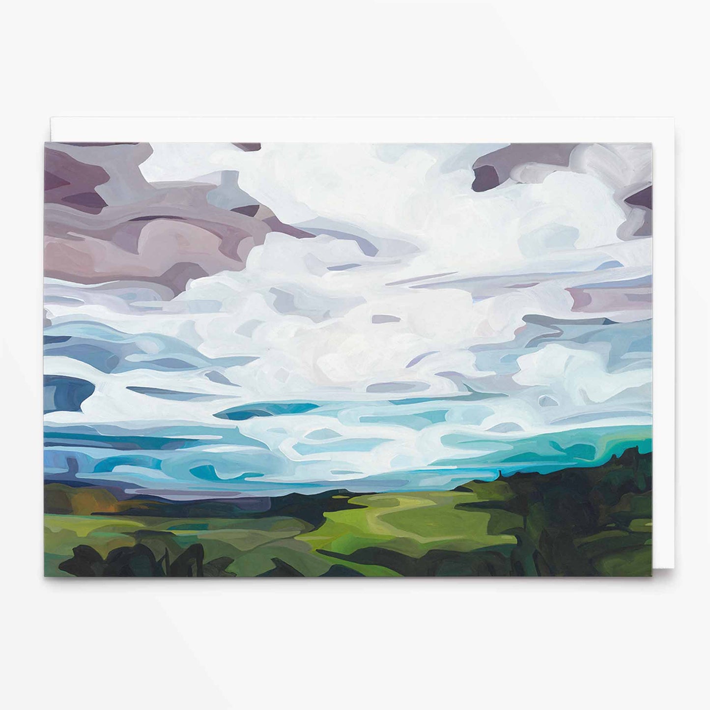Landscape art card with twilight sky and turquoise horizon light