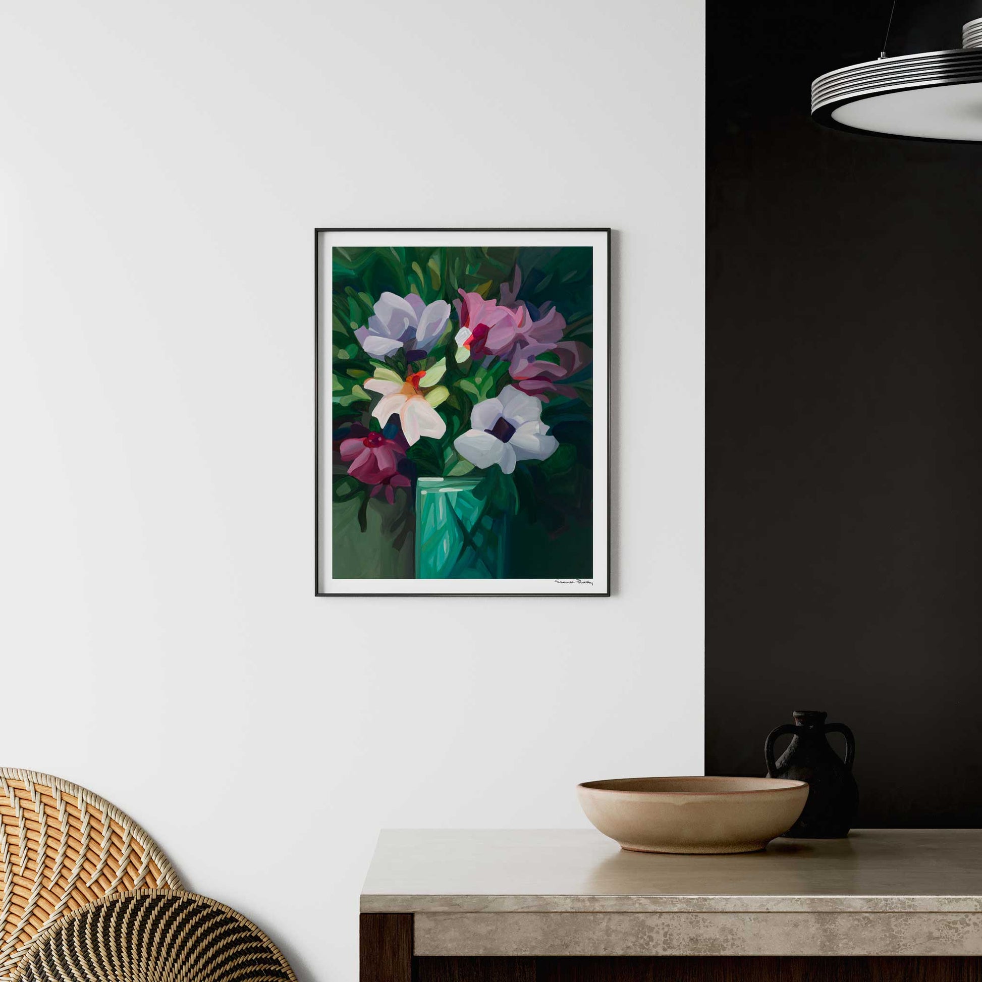 purple abstract flower painting wall art print in kitchen wildthing 2430-4