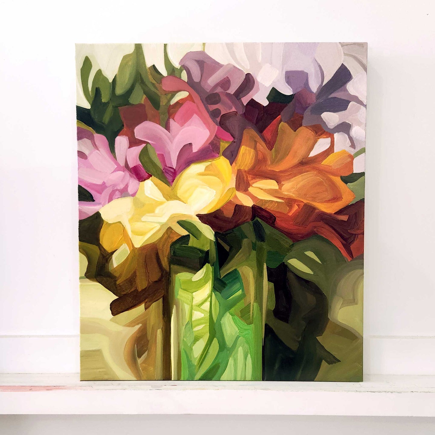 wildflower painting of purple and golden blooms