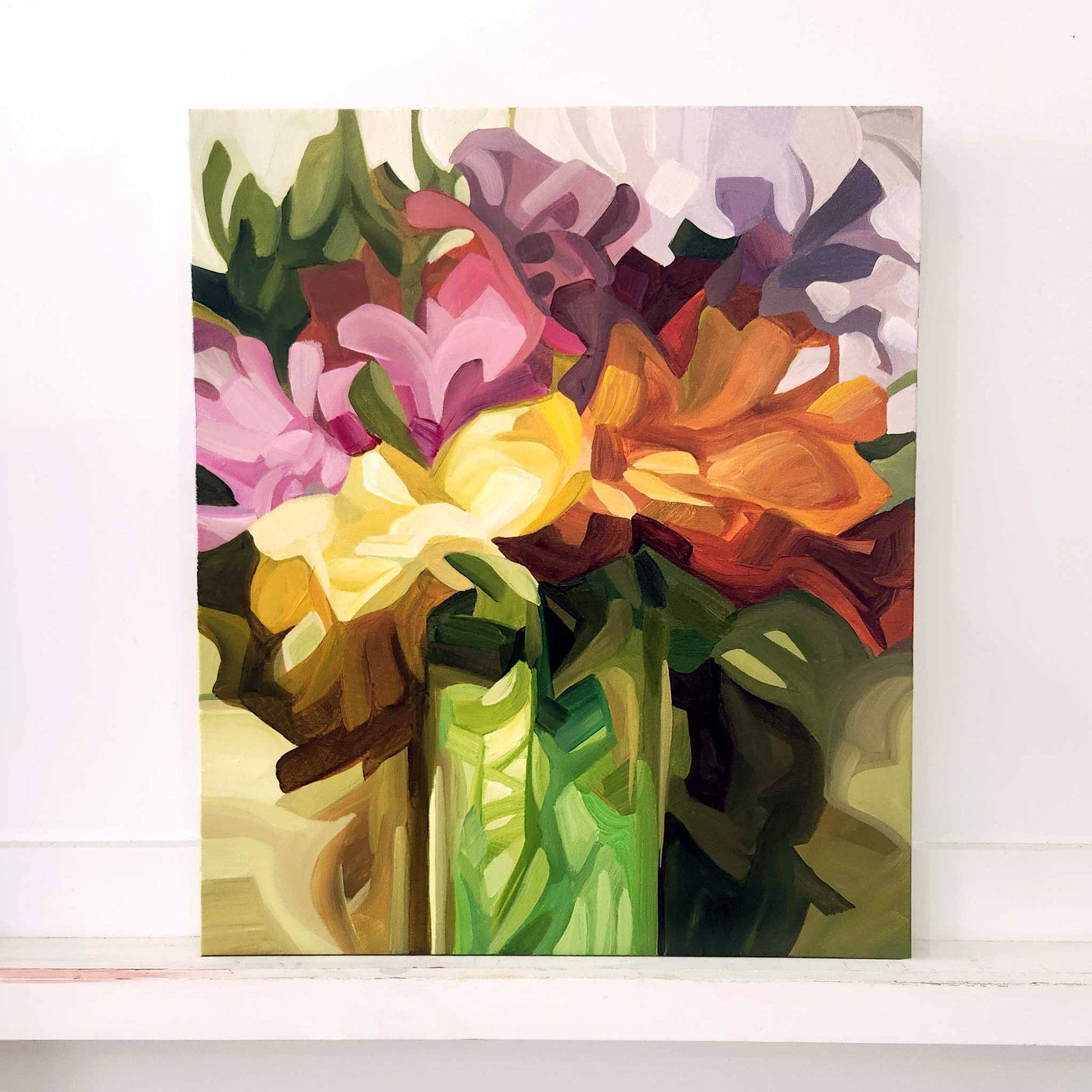 wildflower painting of purple and golden blooms