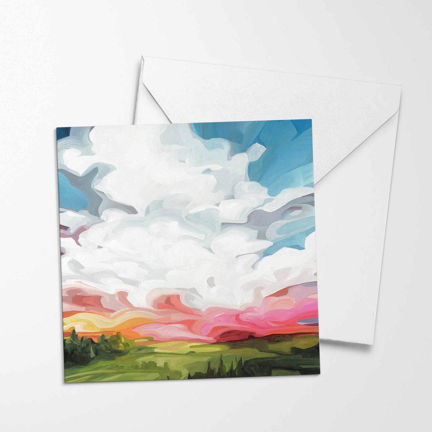 vibrant afternoon sky blank greeting card