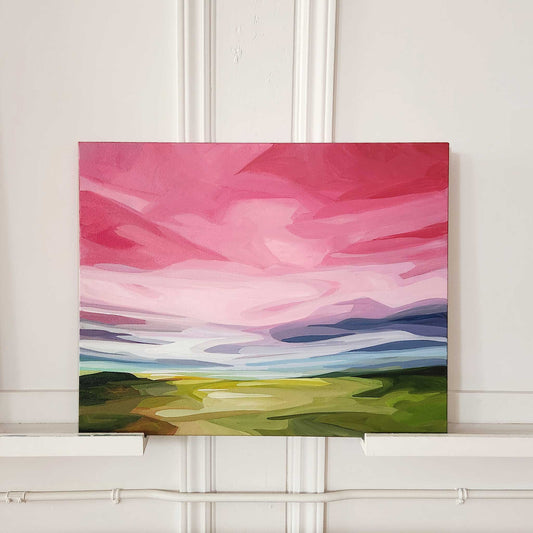 radiant pink summer sky painting