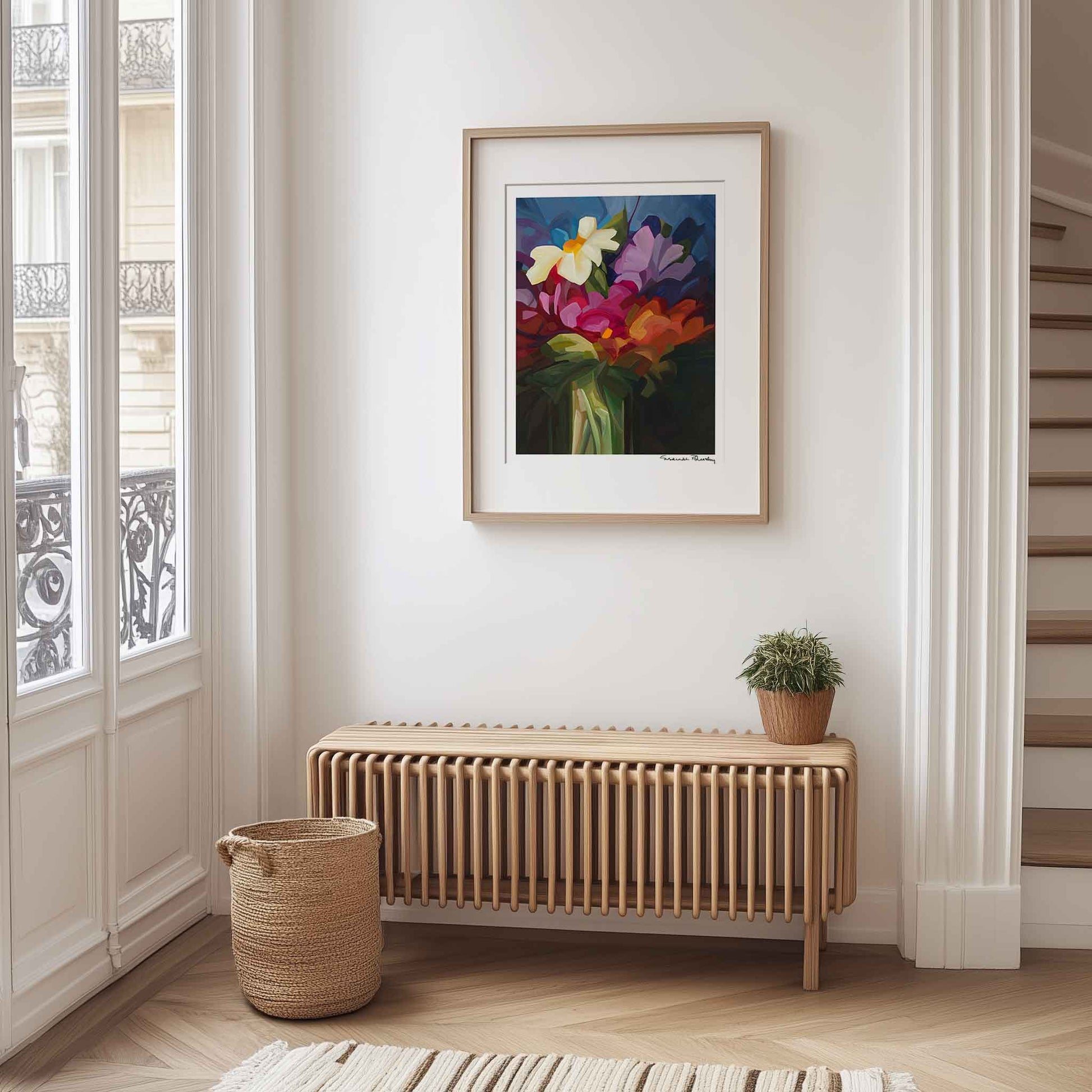 vertical abstract floral wall art print in hallway wildthing 2024-1