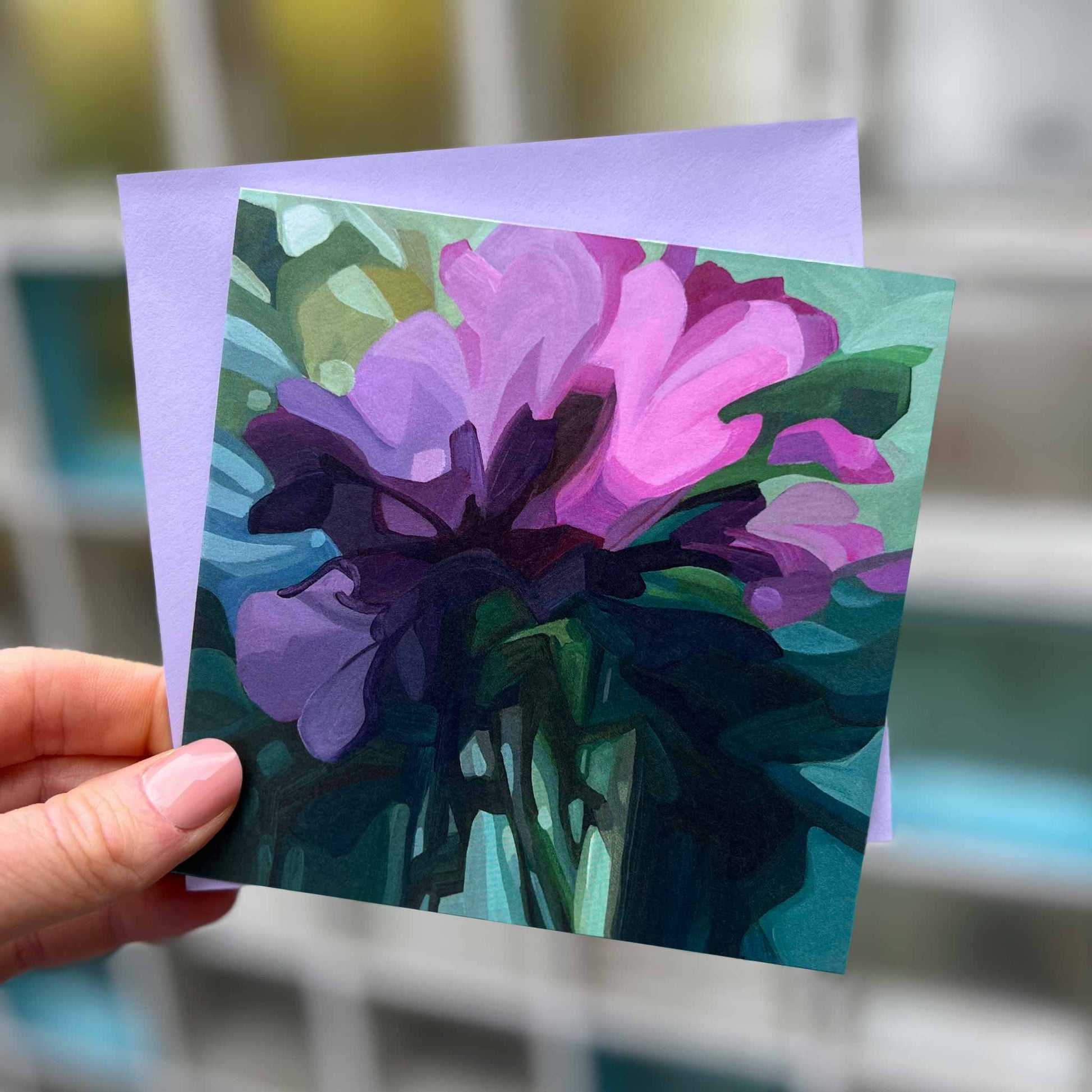 small purple wildflowers card