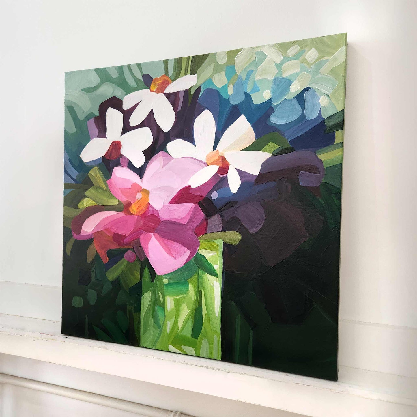 bright wildflower painting on canvas
