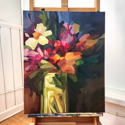 large vertical abstract wildflower painting