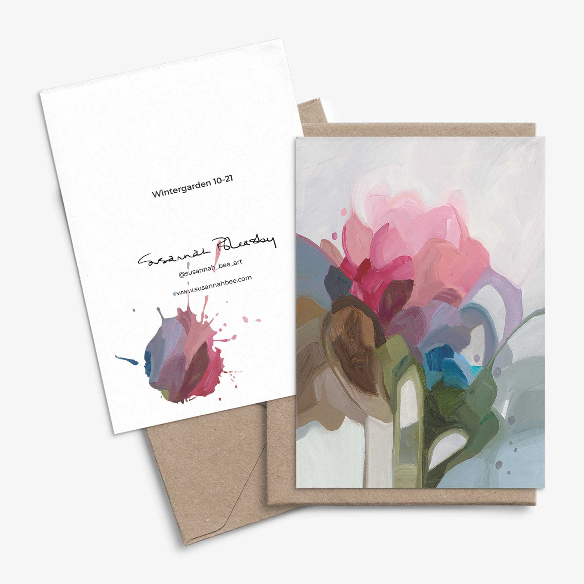 winter flower bouquet artist cards with kraft envelopes