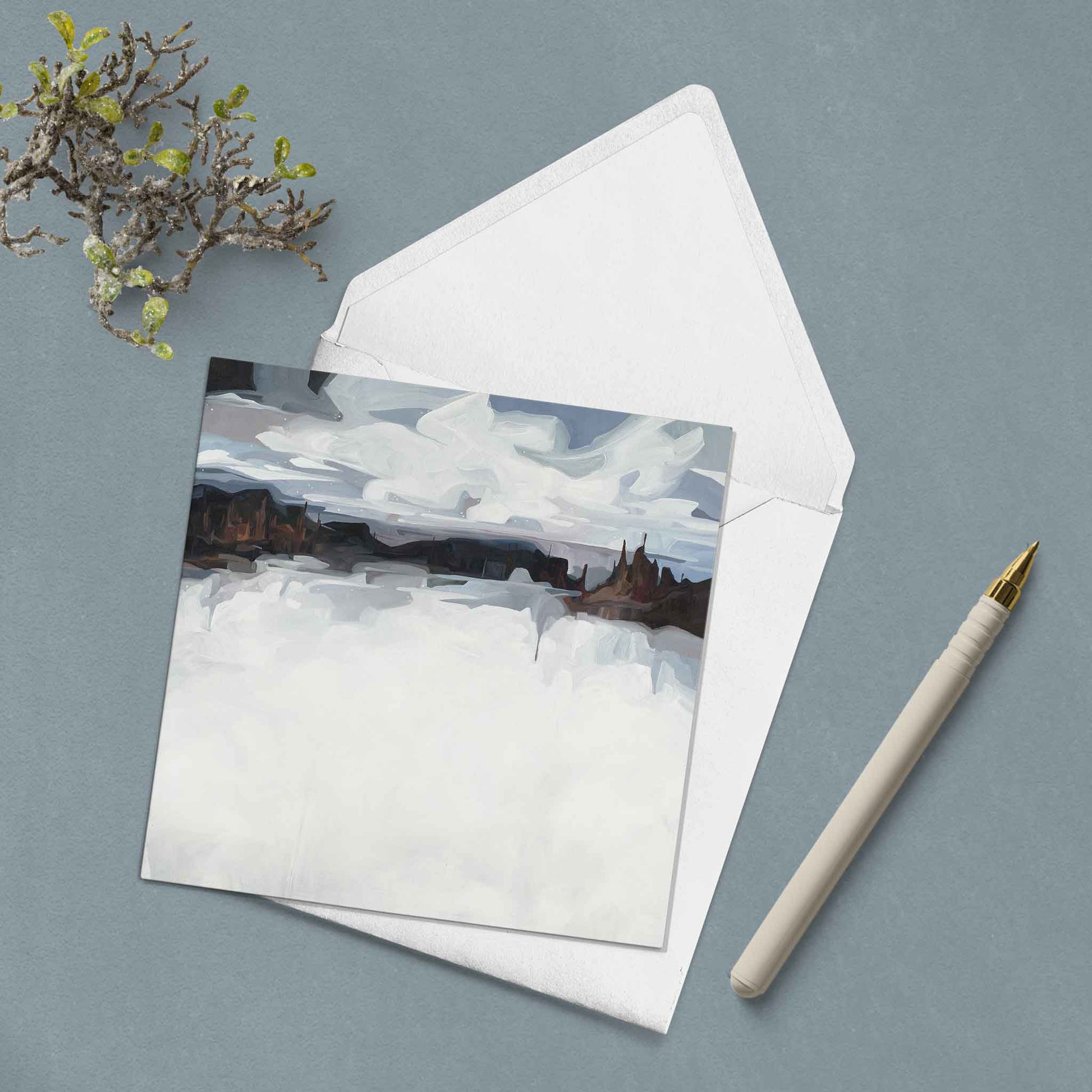 winter landscape painting artist card