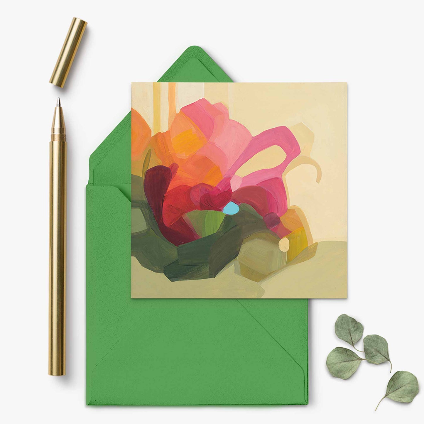 yellow abstract floral art card uk