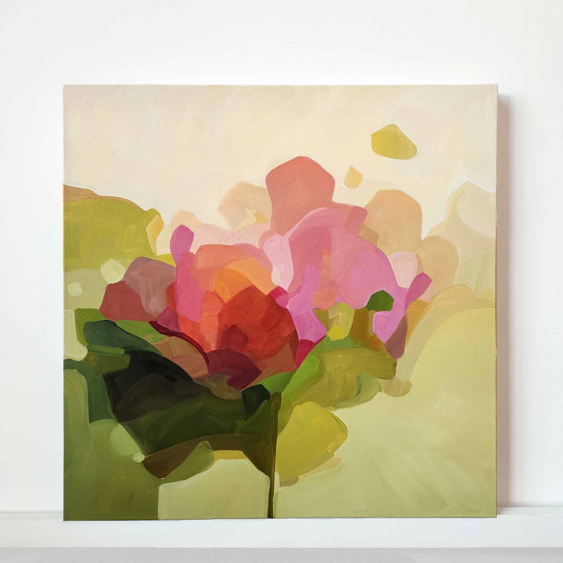 yellow abstract floral painting