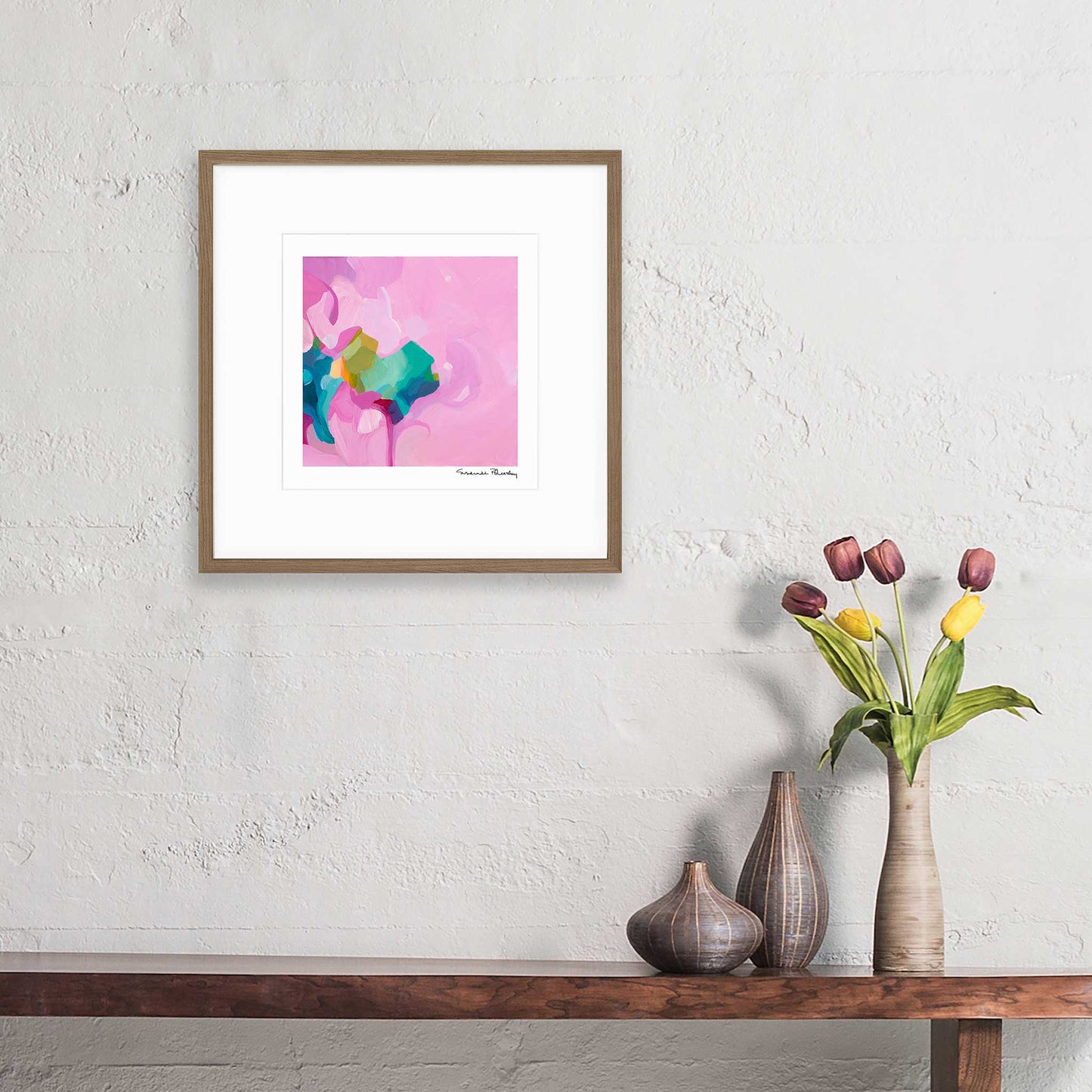 Abstract amarath pink fine art print 10x10 bright and beautiful for home decor colourful wall art
