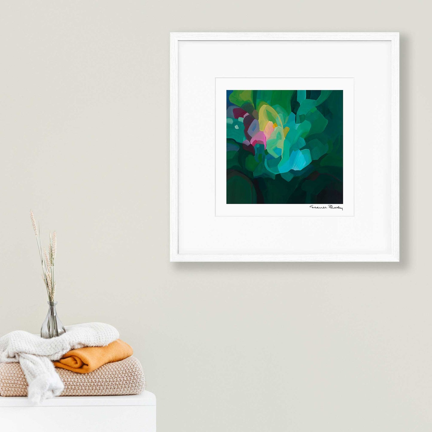 Abstract emerald fine art print bright and beautiful for home decor colourful wall art