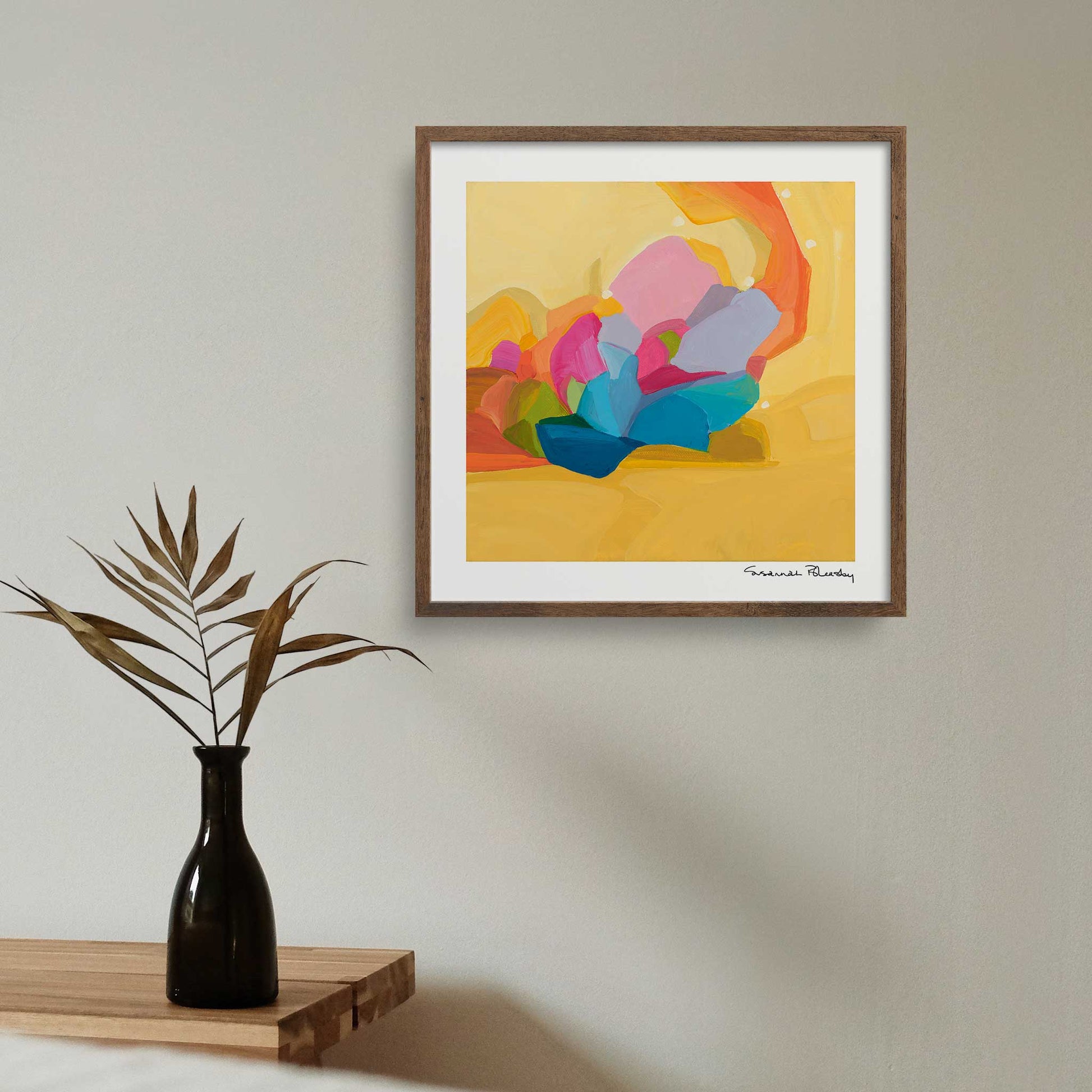 Yellow abstract art print by Canadian abstract artist Susannah Bleasby