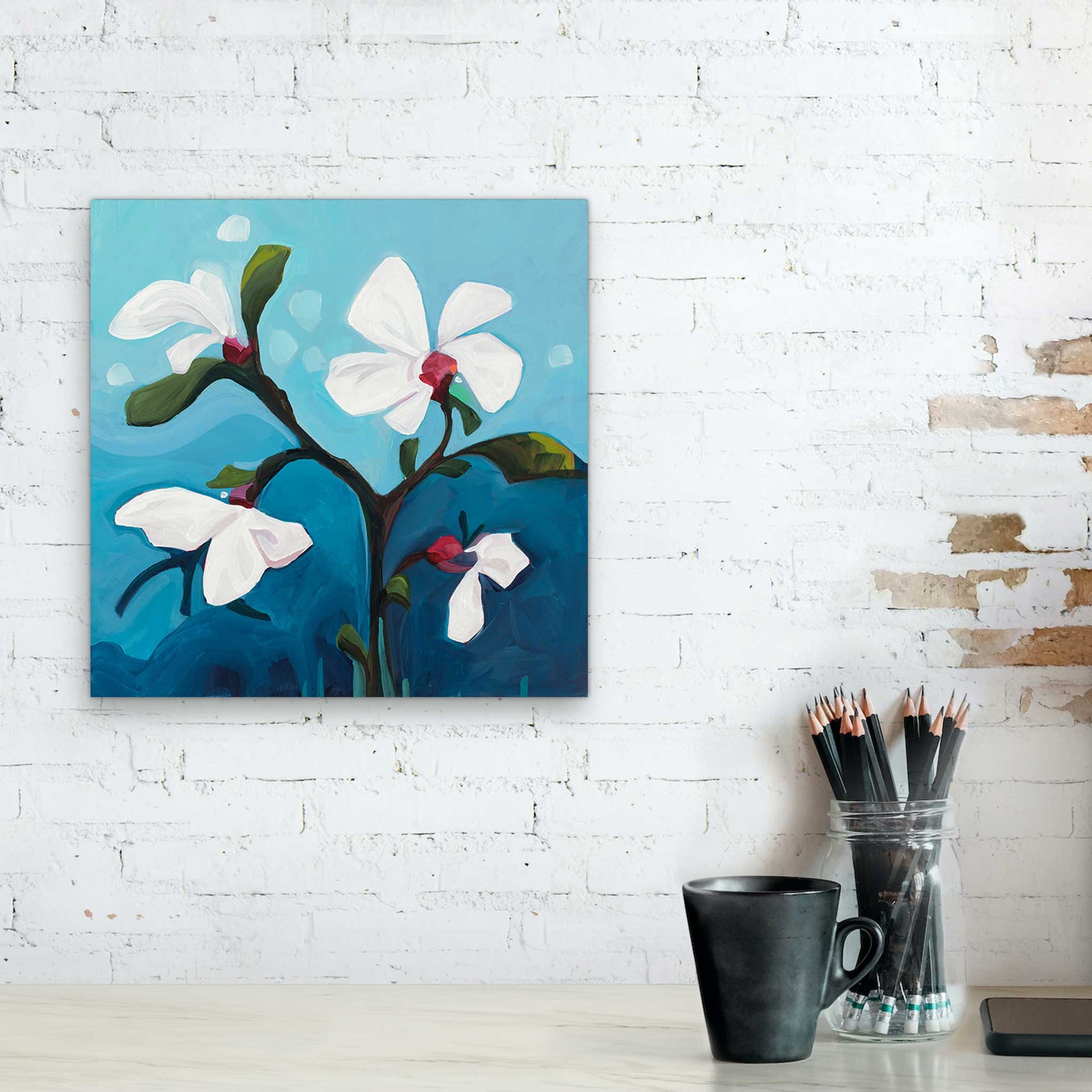 Acrylic flower painting canvas floral art image of abstract flower by Candian artist Susanah Bleasby
