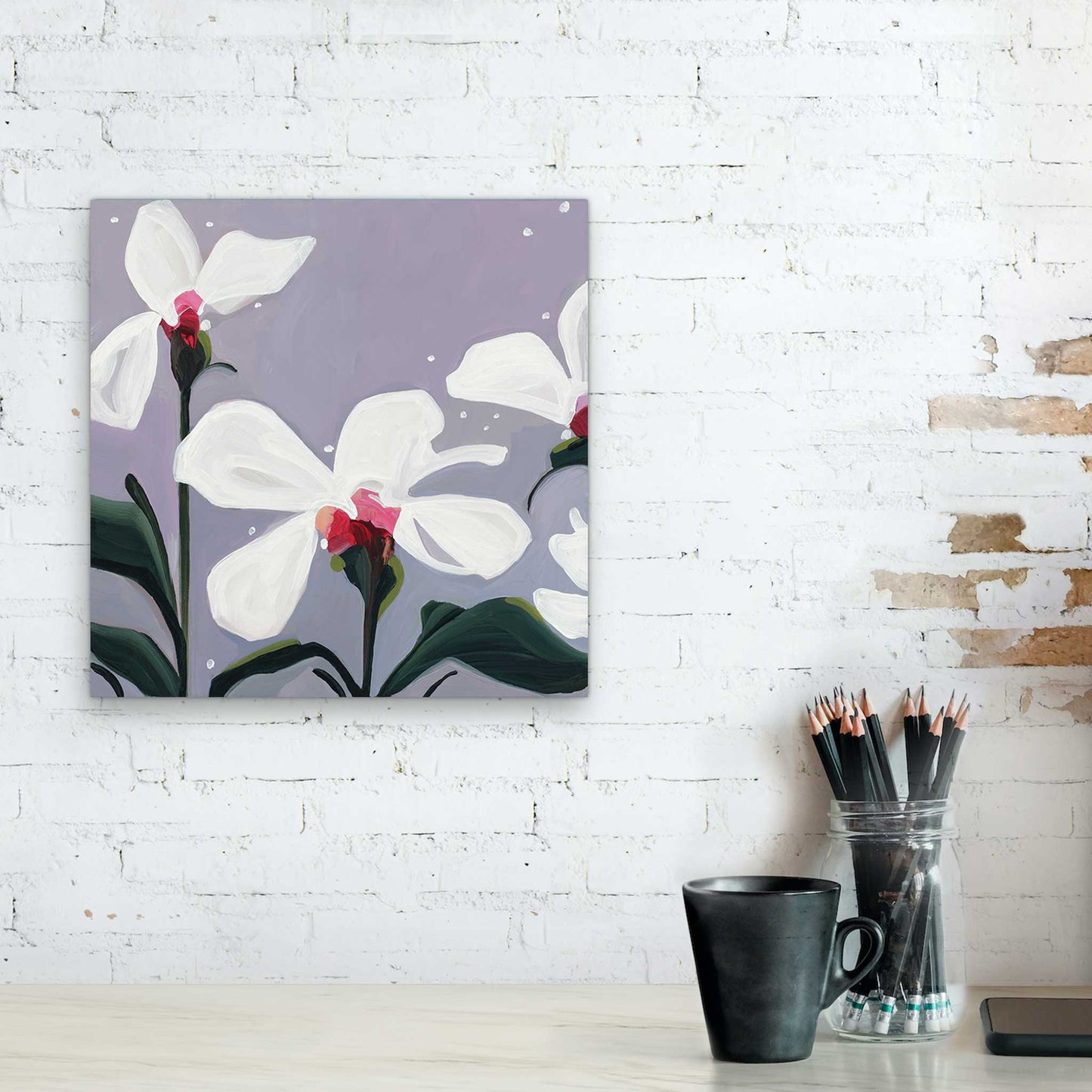 Acrylic flower painting canvas floral art abstract flower painting by Canadian artist Susannah Bleasby