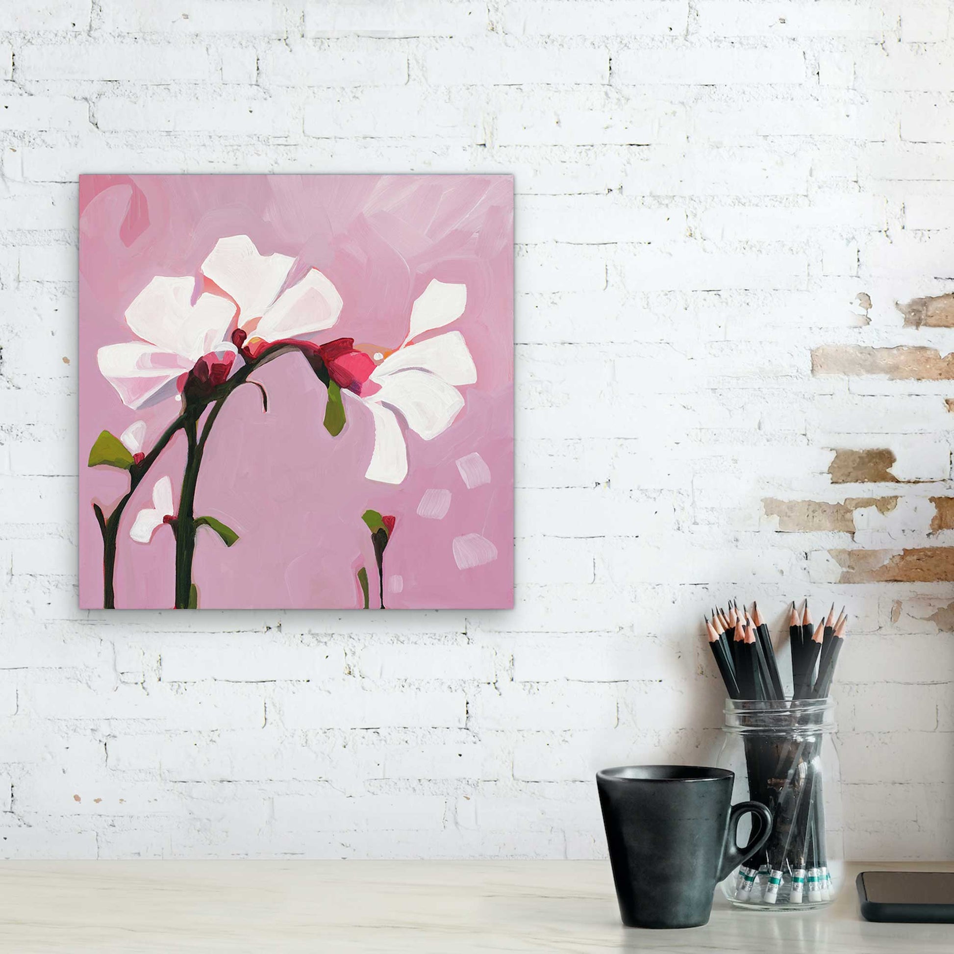 Acrylic flower painting canvas floral art abstract flower by Canadian artist Susannah Bleasby
