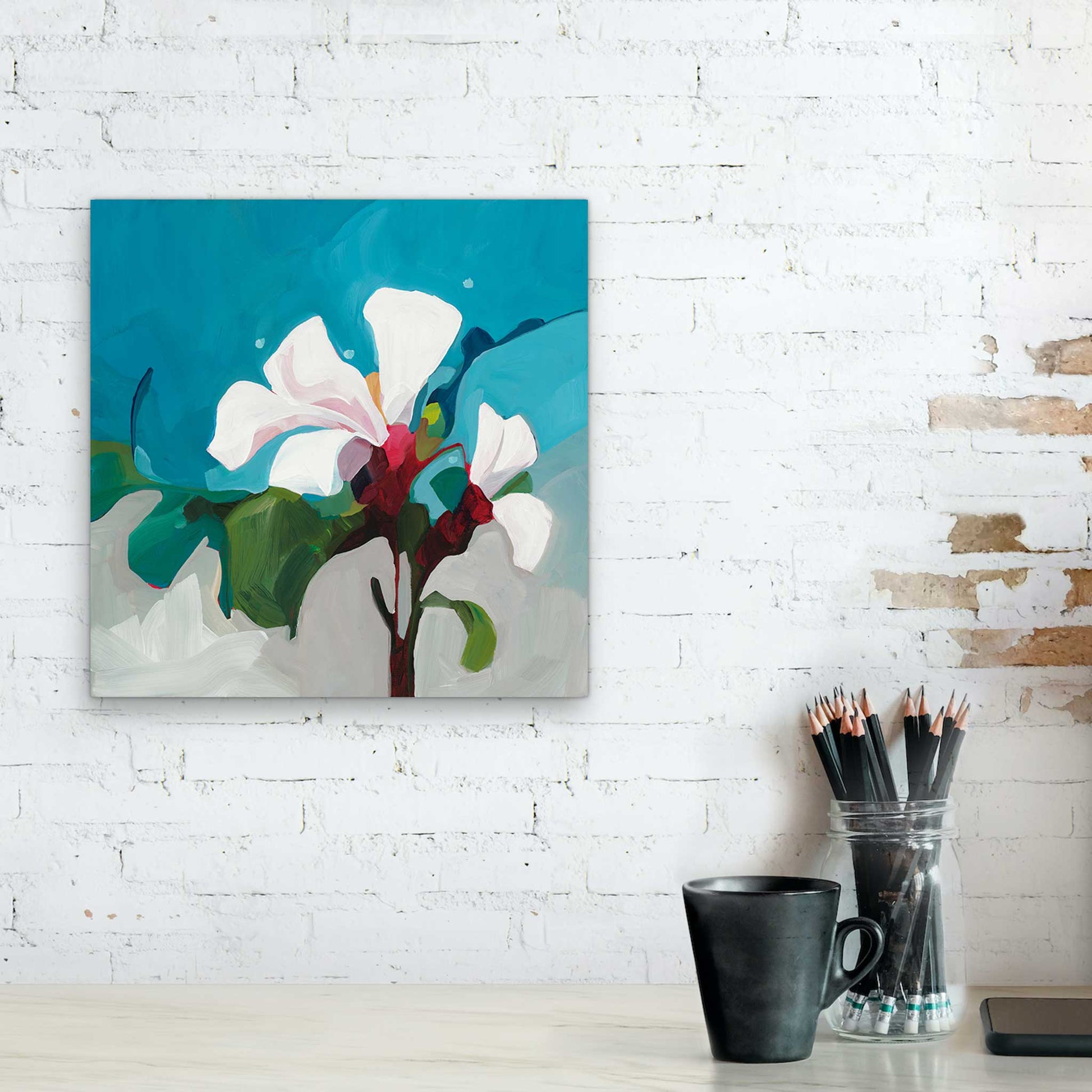 acrylic flower painting canvas floral art abstract flower by Canadian artist Susannah Bleasby