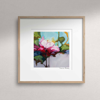contemporary floral art print 12x12 acrylic flower painting September rose