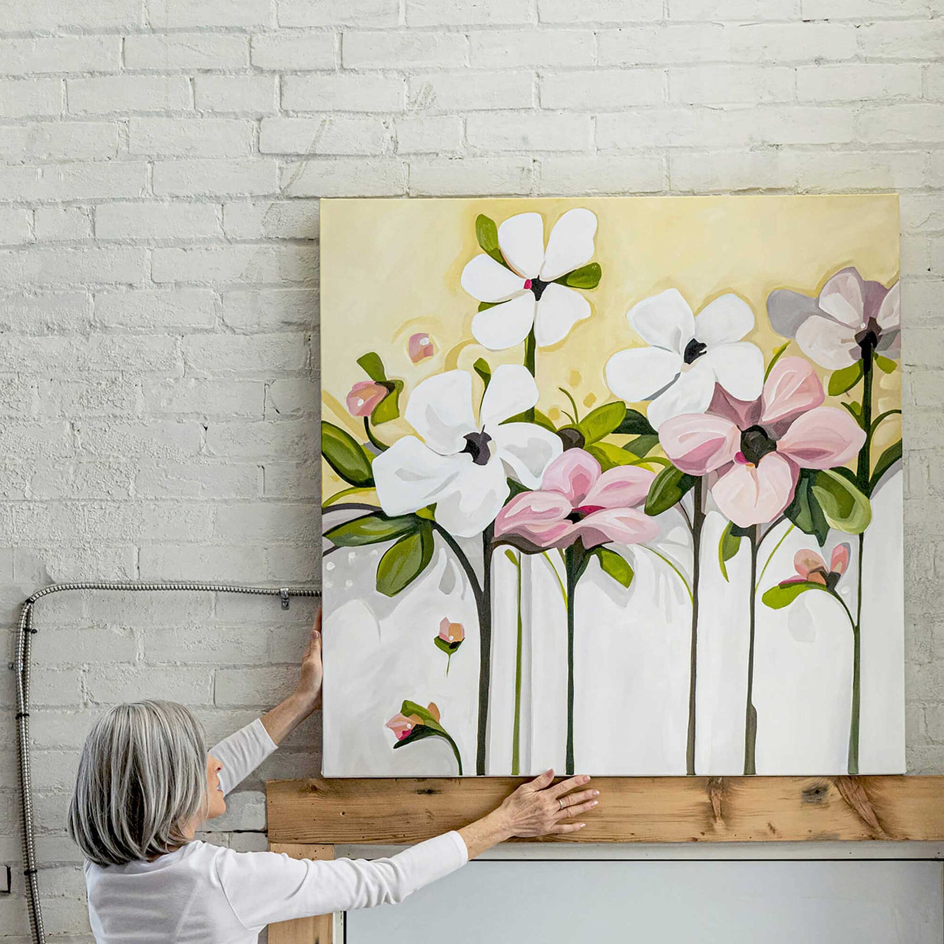 acrylic flower painting large contemporary floral painting on canvas