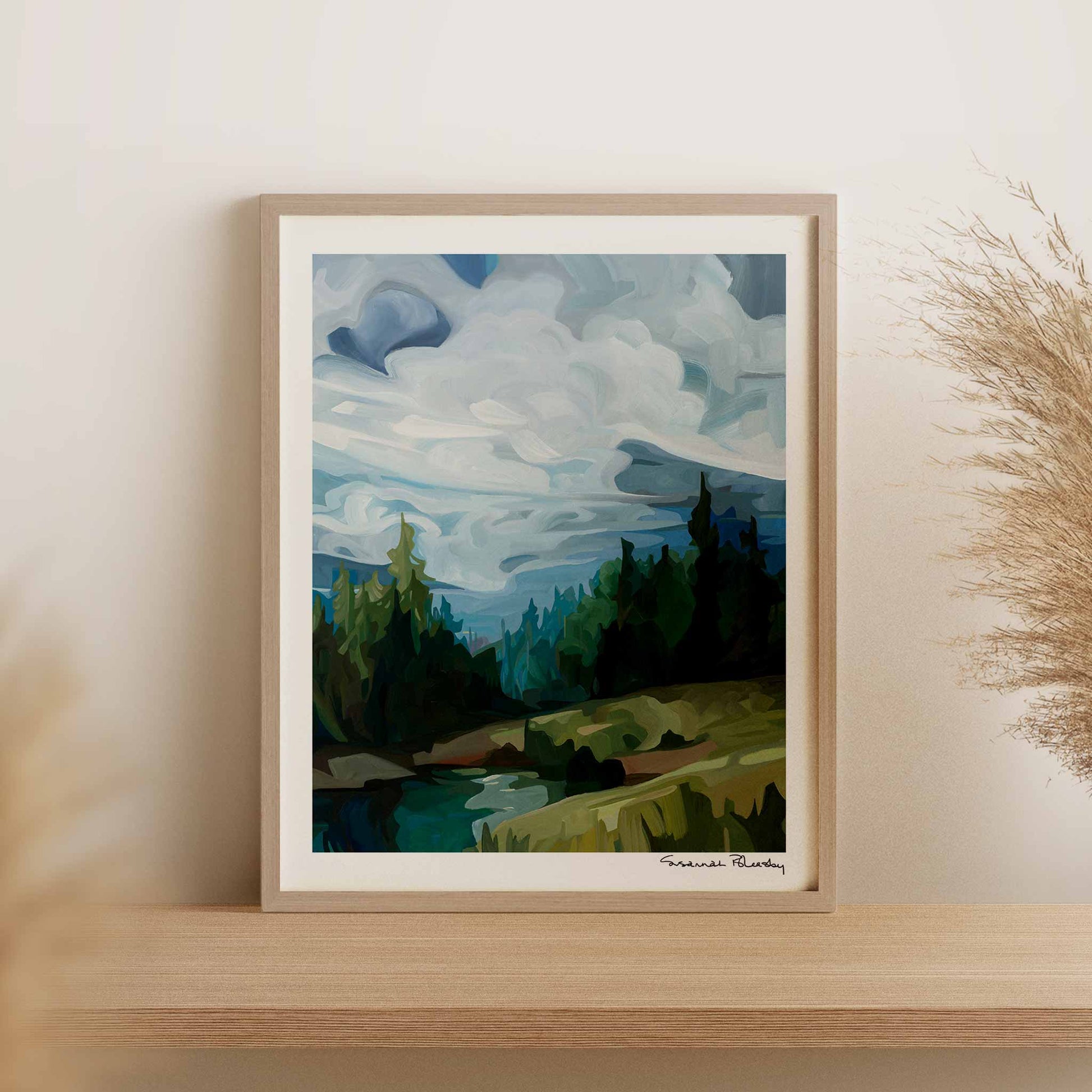 16x20 art print of a hillside mountain painting by Canadian abstract artist Susannah Bleasby