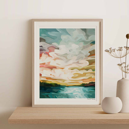 vertical art print 16x20 of a pastel sunrise painting by Canadian abstract artist Susannah Bleasby