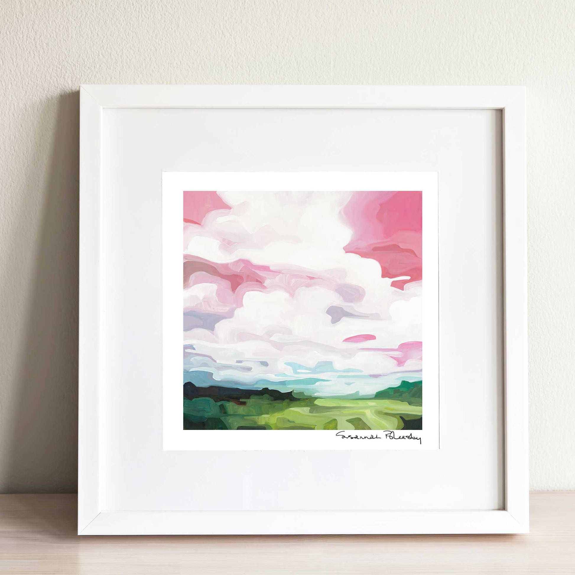 acrylic sky painting art print pink sky 10x10