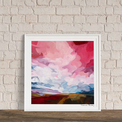 Acrylic sky painting print of a dramatic sky framed as a wall art by Canadian artist Susannah Bleasby