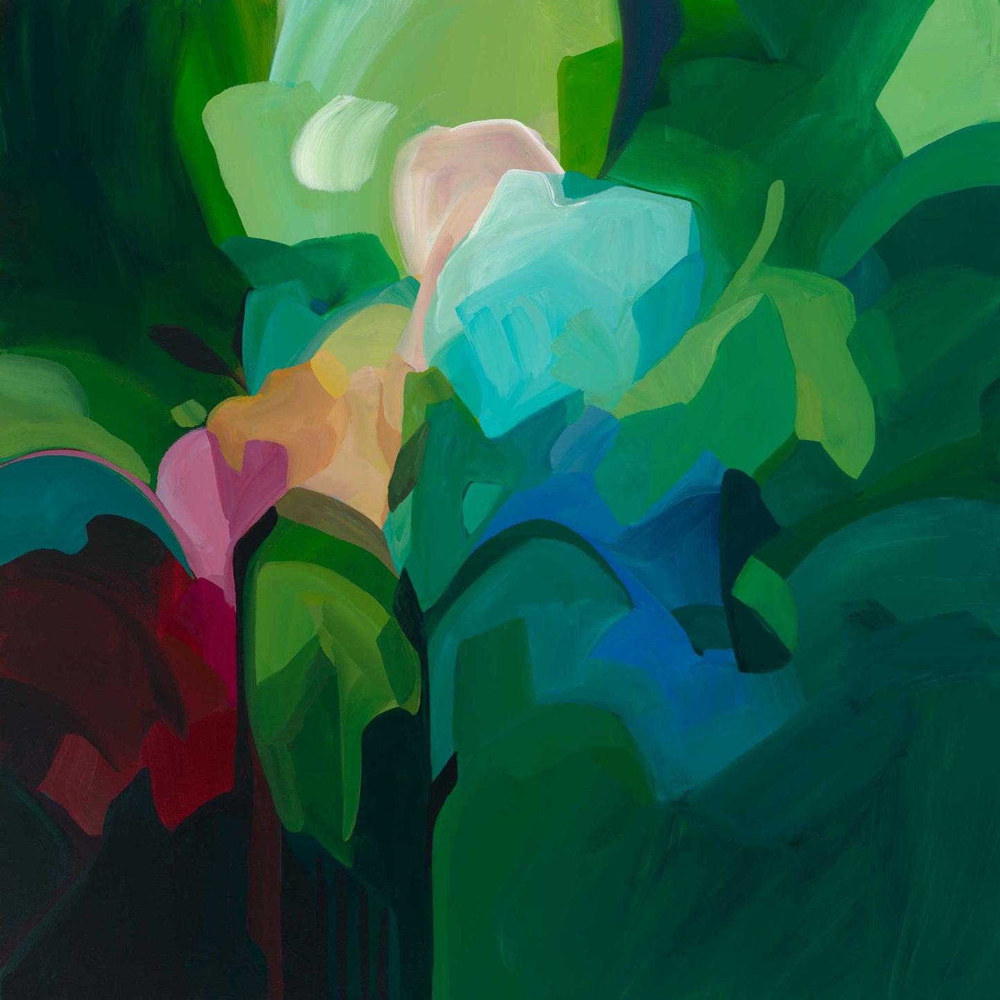 Emerald green abstract art print by Canadian artist Susannah Bleasby