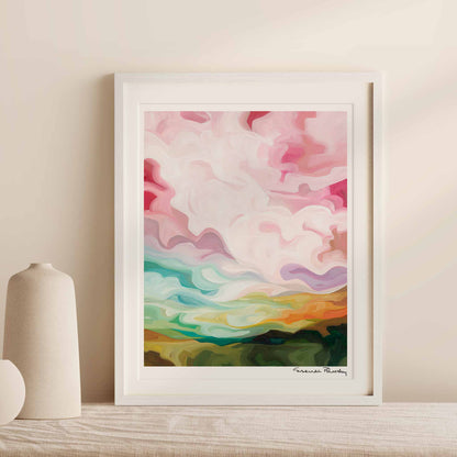 16x20 vertical art print of a pastel colored acrylic sky painting