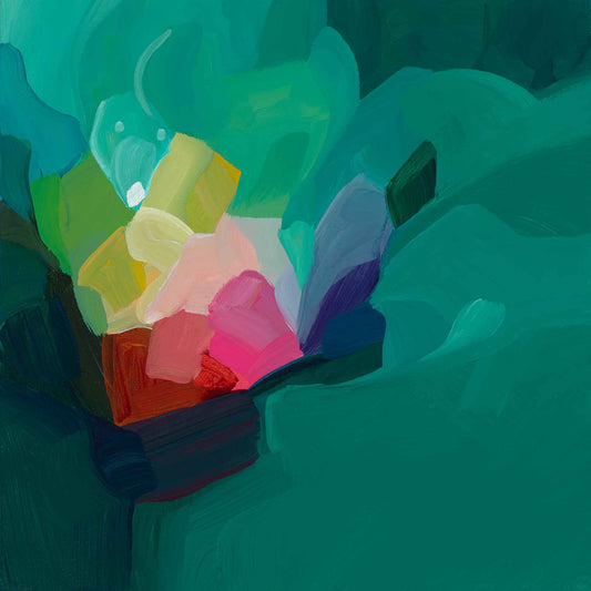 deep pine green abstract art print 