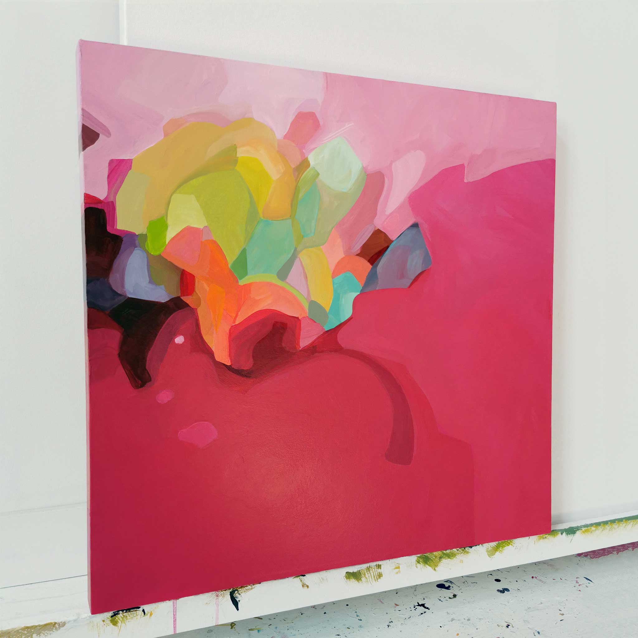 Raspberry red abstract painting | Susannah Bleasby