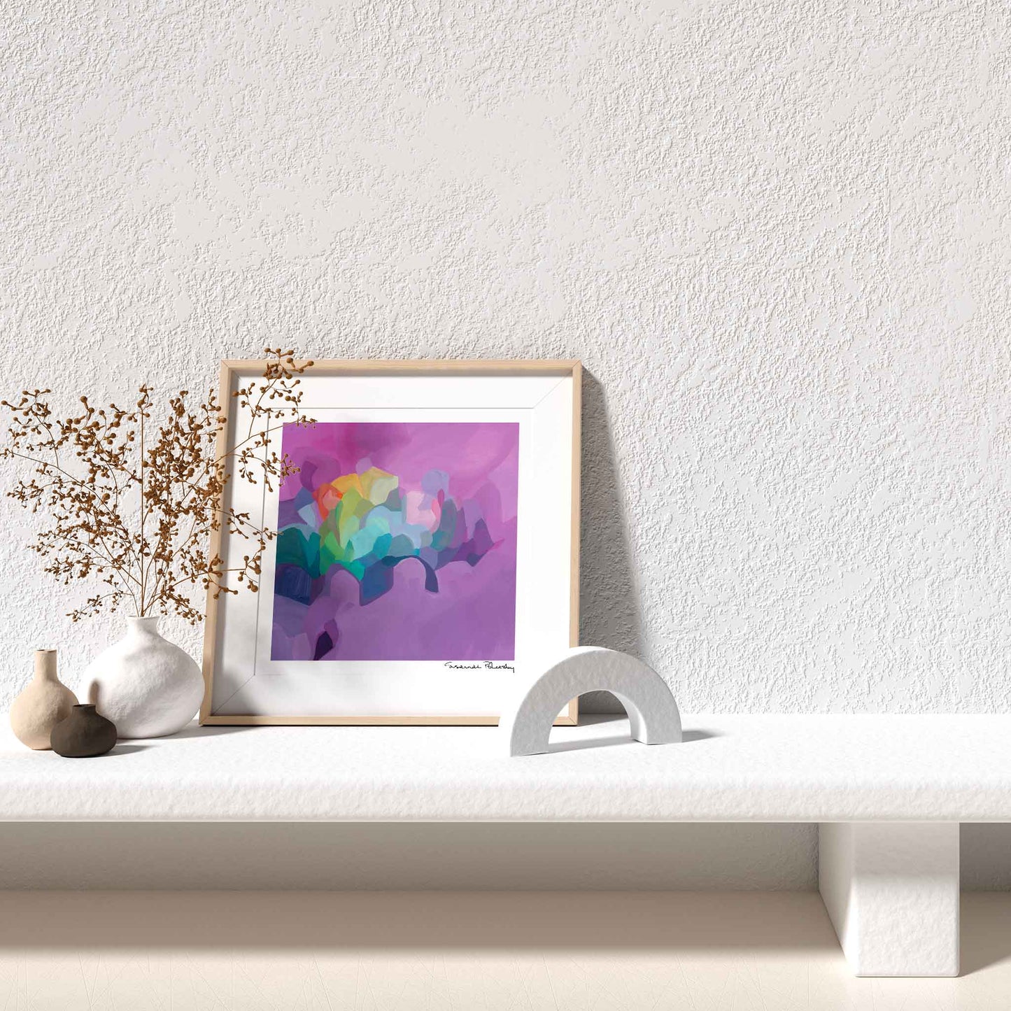purple framed abstract art print created from a contemporary acrylic abstract painting