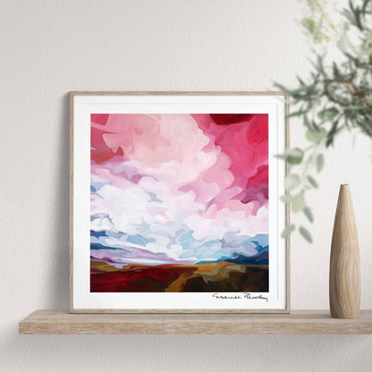 Framed wall art print of an acrylic sky painting by Canadian artist Susannah Bleasby