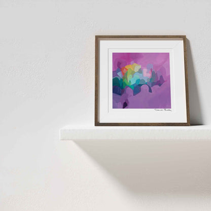 framed grape purple abstract art print created from an abstract acrylic painting