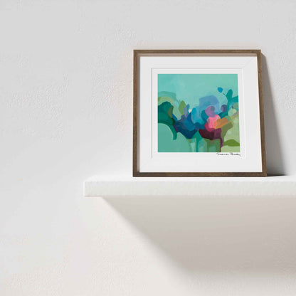 mint green colorful abstract art print made from an abstract acrylic painting