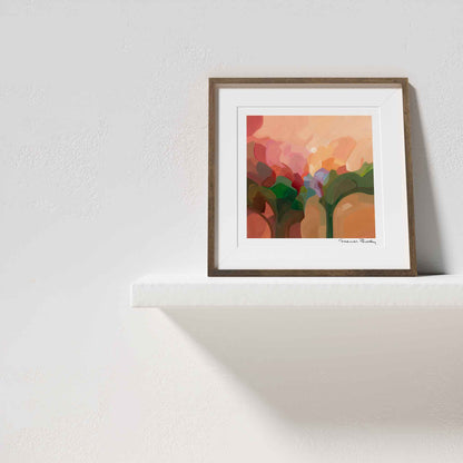 peach coral color contemporary abstract art print created from an abstract acrylic painting