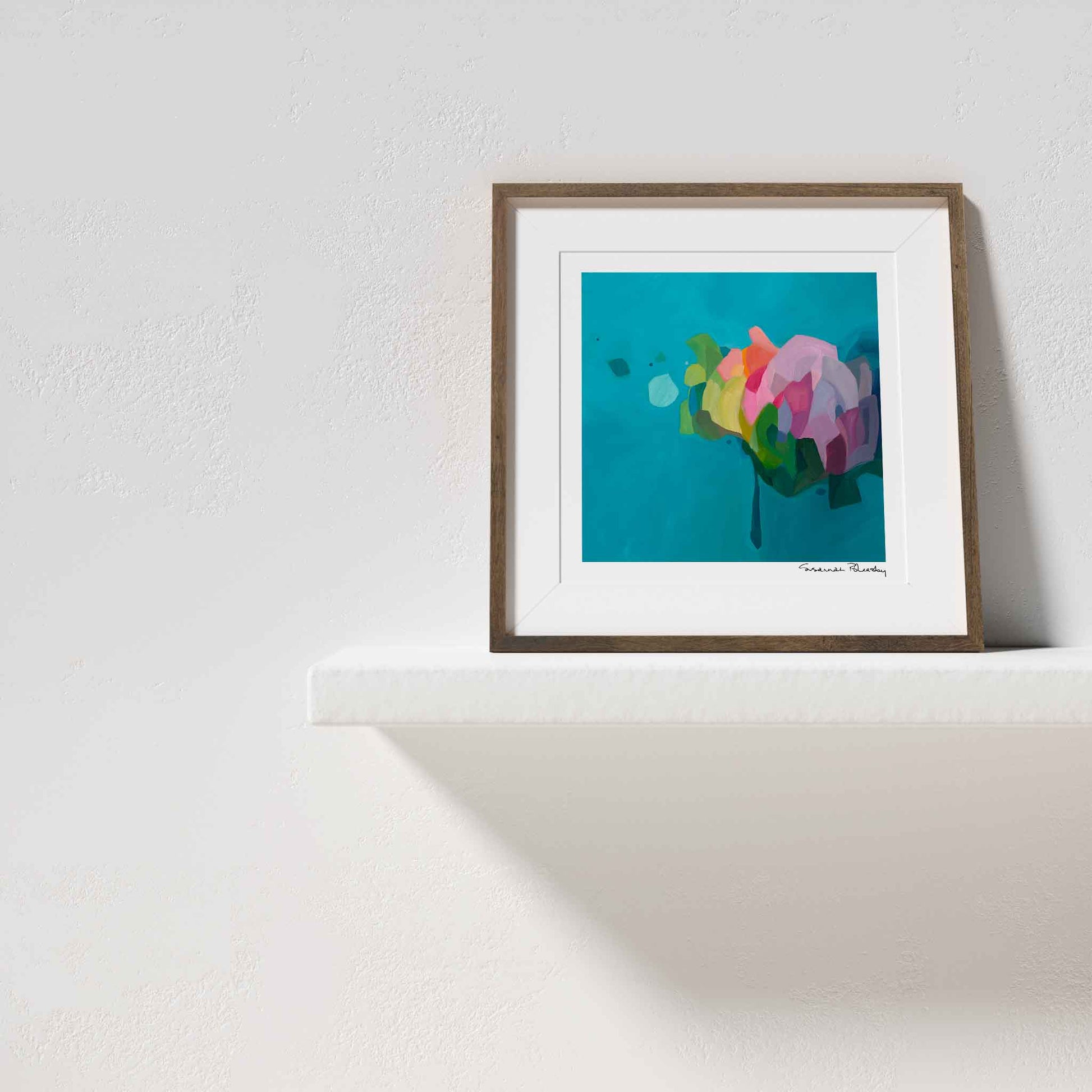 turquoise contemporary abstract art print based on an abstract acrylic painting 